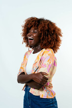 Happy Afro Woman Posing Over White Background