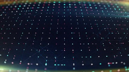 Poster - Moving points and circuits in motherboard. Animation. Beautiful chip with moving lines and dots. Circuit inside computer chip with moving connections and virtual information virtual connections