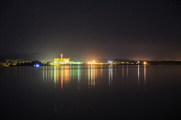 Wall Mural - sky full of stars over a lake