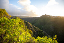 Majestic View From A Mountaintop In Hawaii On A Bright, Sunny Day