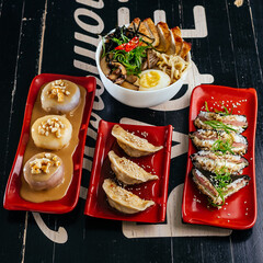Wall Mural - asian cuisine, salads, soups, snacks, sushi, hot dish