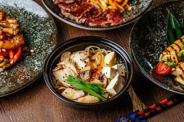 Wall Mural - asian cuisine, salads, soups, snacks, sushi, hot dish