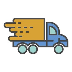 Poster - Fast truck delivery icon. Outline fast truck delivery vector icon color flat isolated on white