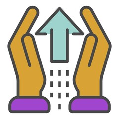 Poster - Hand care delivery icon. Outline hand care delivery vector icon color flat isolated on white
