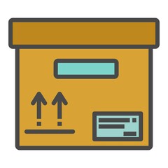 Poster - Delivery box icon. Outline delivery box vector icon color flat isolated on white