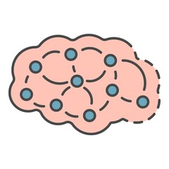 Canvas Print - Neuron brain icon. Outline neuron brain vector icon color flat isolated on white