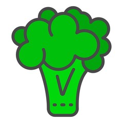 Canvas Print - Farm broccoli icon. Outline farm broccoli vector icon color flat isolated on white