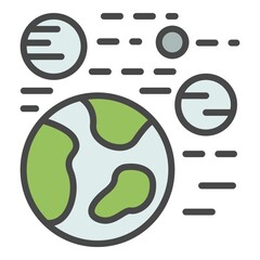 Poster - Solar system icon. Outline solar system vector icon color flat isolated on white