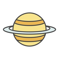 Poster - Saturn planet icon. Outline saturn planet vector icon color flat isolated on white