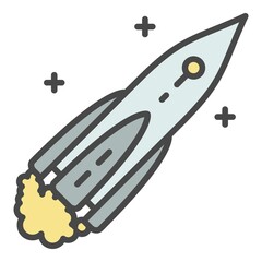 Poster - Space ship icon. Outline space ship vector icon color flat isolated on white