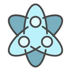 Poster - Atom icon. Outline atom vector icon color flat isolated on white