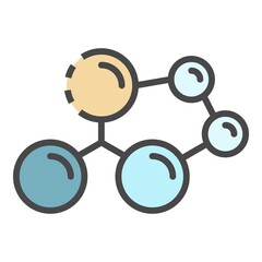 Poster - Molecule structure icon. Outline molecule structure vector icon color flat isolated on white