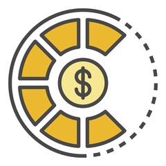 Poster - money pie graph icon. outline money pie graph vector icon color flat isolated on white