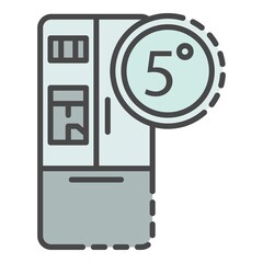 Poster - Smart fridge icon. Outline smart fridge vector icon color flat isolated on white