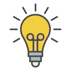 Poster - Light idea bulb icon. Outline light idea bulb vector icon color flat isolated on white