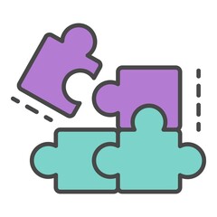 Aufkleber - complete puzzle solution icon. outline complete puzzle solution vector icon color flat isolated on w