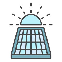 Poster - Solar panel icon. Outline solar panel vector icon color flat isolated on white