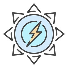 Poster - Sun energy icon. Outline sun energy vector icon color flat isolated on white
