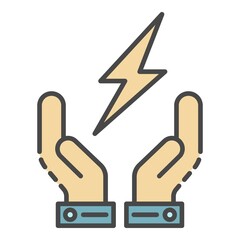 Sticker - Hand keep energy icon. Outline hand keep energy vector icon color flat isolated on white