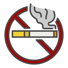 Poster - No public smoking icon. Outline no public smoking vector icon color flat isolated on white