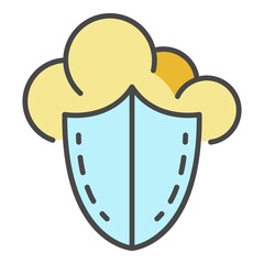Poster - Secured data cloud icon. Outline secured data cloud vector icon color flat isolated on white