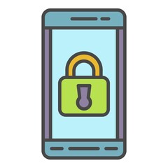 Poster - Locked smartphone icon. Outline locked smartphone vector icon color flat isolated on white