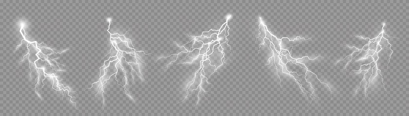 set of zippers, thunderstorm and effect lightning.