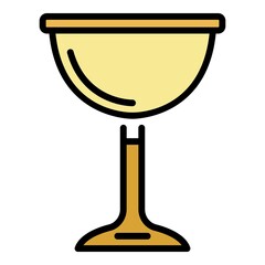 Jewish wine cup icon. Outline jewish wine cup vector icon color flat isolated on white