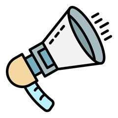Poster - Noise megaphone icon. Outline noise megaphone vector icon color flat isolated on white