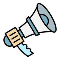Poster - Alert bullhorn icon. Outline alert bullhorn vector icon color flat isolated on white