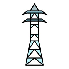 Poster - Steel electric tower icon. Outline steel electric tower vector icon color flat isolated on white