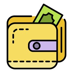 Poster - Wallet money icon. Outline wallet money vector icon color flat isolated on white