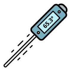 Poster - Fahrenheit thermometer icon. Outline fahrenheit thermometer vector icon color flat isolated on white