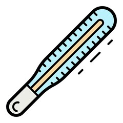 Poster - Old thermometer icon. Outline old thermometer vector icon color flat isolated on white