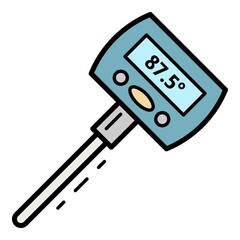Poster - One bar thermometer icon. Outline one bar thermometer vector icon color flat isolated on white