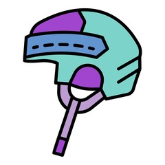 Canvas Print - Hockey helmet icon. Outline hockey helmet vector icon color flat isolated on white