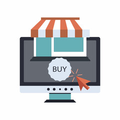 Wall Mural - On line shopping and payment Methods. Mobile payments. Pay per click and online order. Flat vector illustration