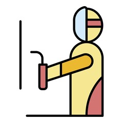 Poster - Welder man icon. Outline welder man vector icon color flat isolated on white