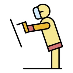 Poster - Welder working icon. Outline welder working vector icon color flat isolated on white