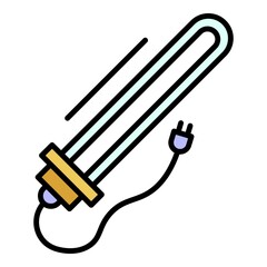 Poster - Plug electric heater icon. Outline plug electric heater vector icon color flat isolated on white