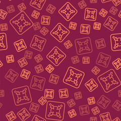 Poster - Brown line Target financial goal concept icon isolated seamless pattern on red background. Symbolic goals achievement, success. Vector