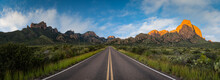 Panoramic View Of Road Amidst Mountains Against Sky In Big Bend National Park - Texas