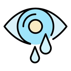 Wall Mural - Eye tears icon. Outline eye tears vector icon color flat isolated on white