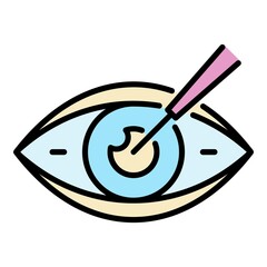 Poster - Eyeball care icon. Outline eyeball care vector icon color flat isolated on white