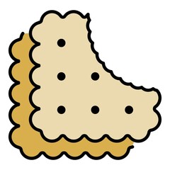 Poster - Bite biscuit icon. Outline bite biscuit vector icon color flat isolated on white