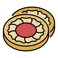 Poster - Sweet biscuit icon. Outline sweet biscuit vector icon color flat isolated on white