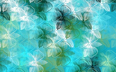 Canvas Print - Light Blue, Green vector elegant background with flowers.