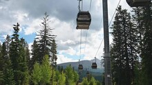 Gondola Or Ski Lift Going Up Mountain In Breckenridge Colorado In Summer