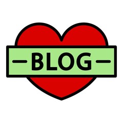 Poster - Like heart blog icon. Outline like heart blog vector icon color flat isolated on white