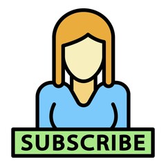 Poster - Subscribe people icon. Outline subscribe people vector icon color flat isolated on white